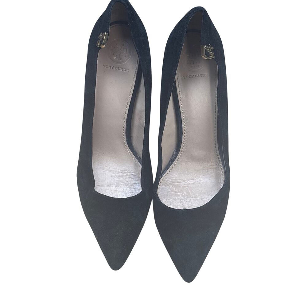 Tory Burch Elizabeth Black Suede Pointed-Toe Pumps